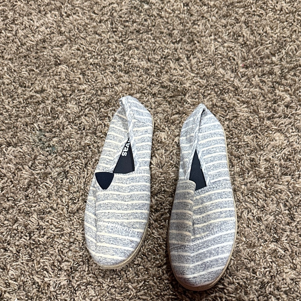Bella Canvas Gray and White Striped Flats